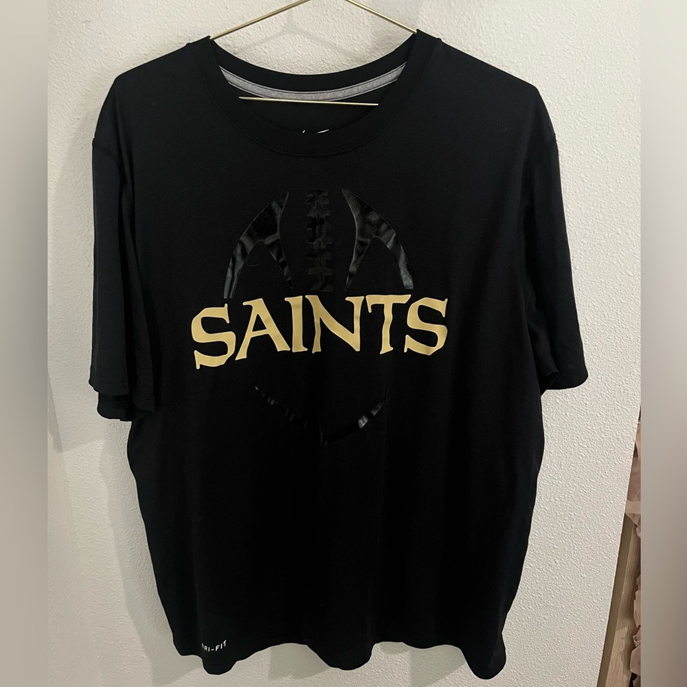 Nike Dri-FIT New Orleans Saints T-Shirt Mens Large Black‎ Gold NFL Performance